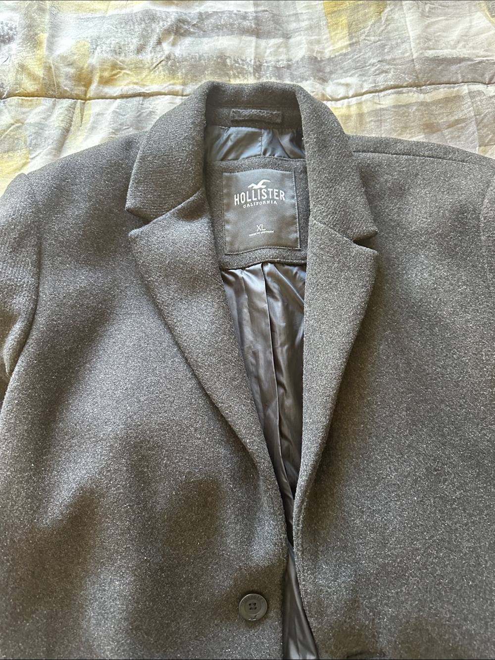 Hollister Men's Dark Gray Wool Blend Overcoat